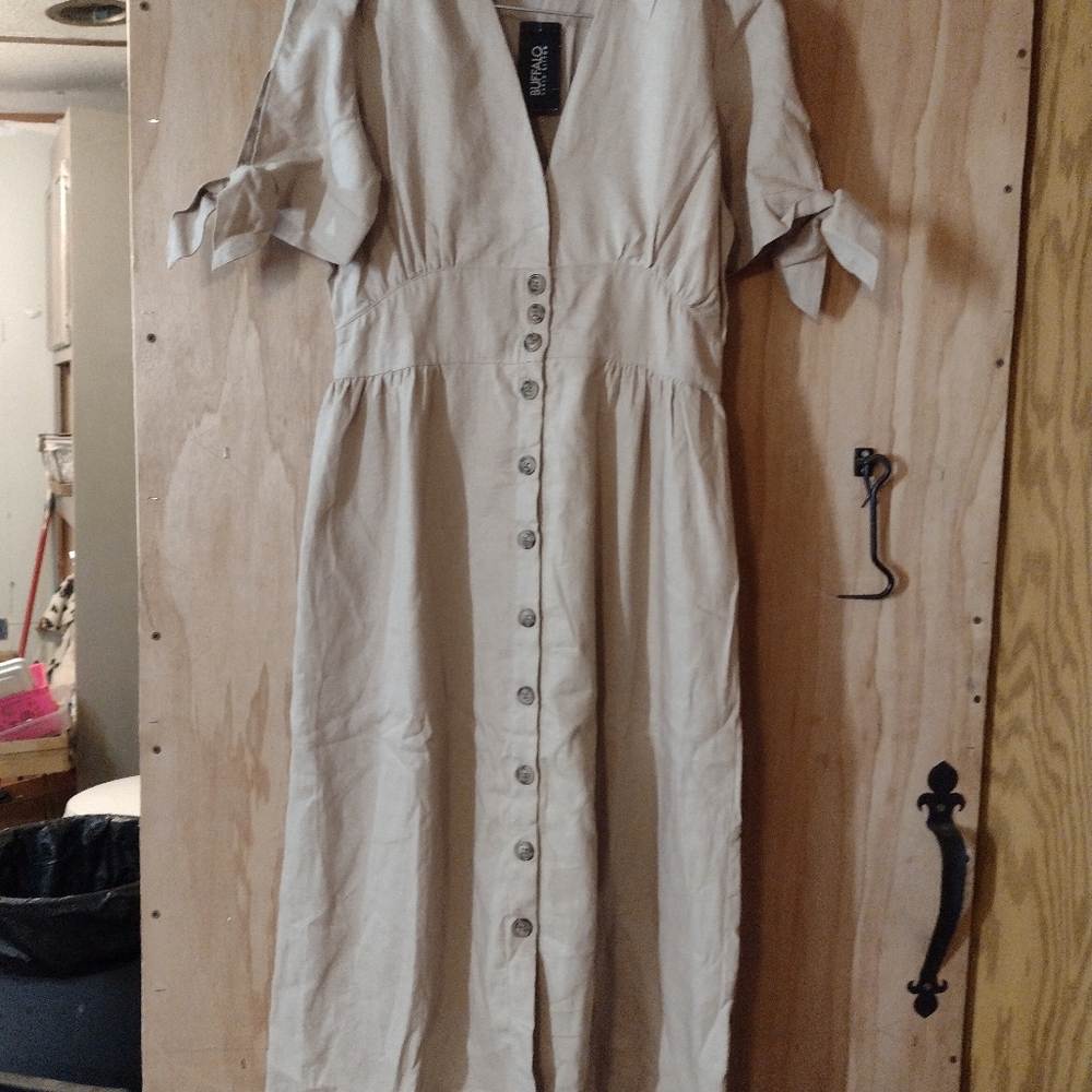 Buffalo David Button Beige Button-Front Long Dress - image 1